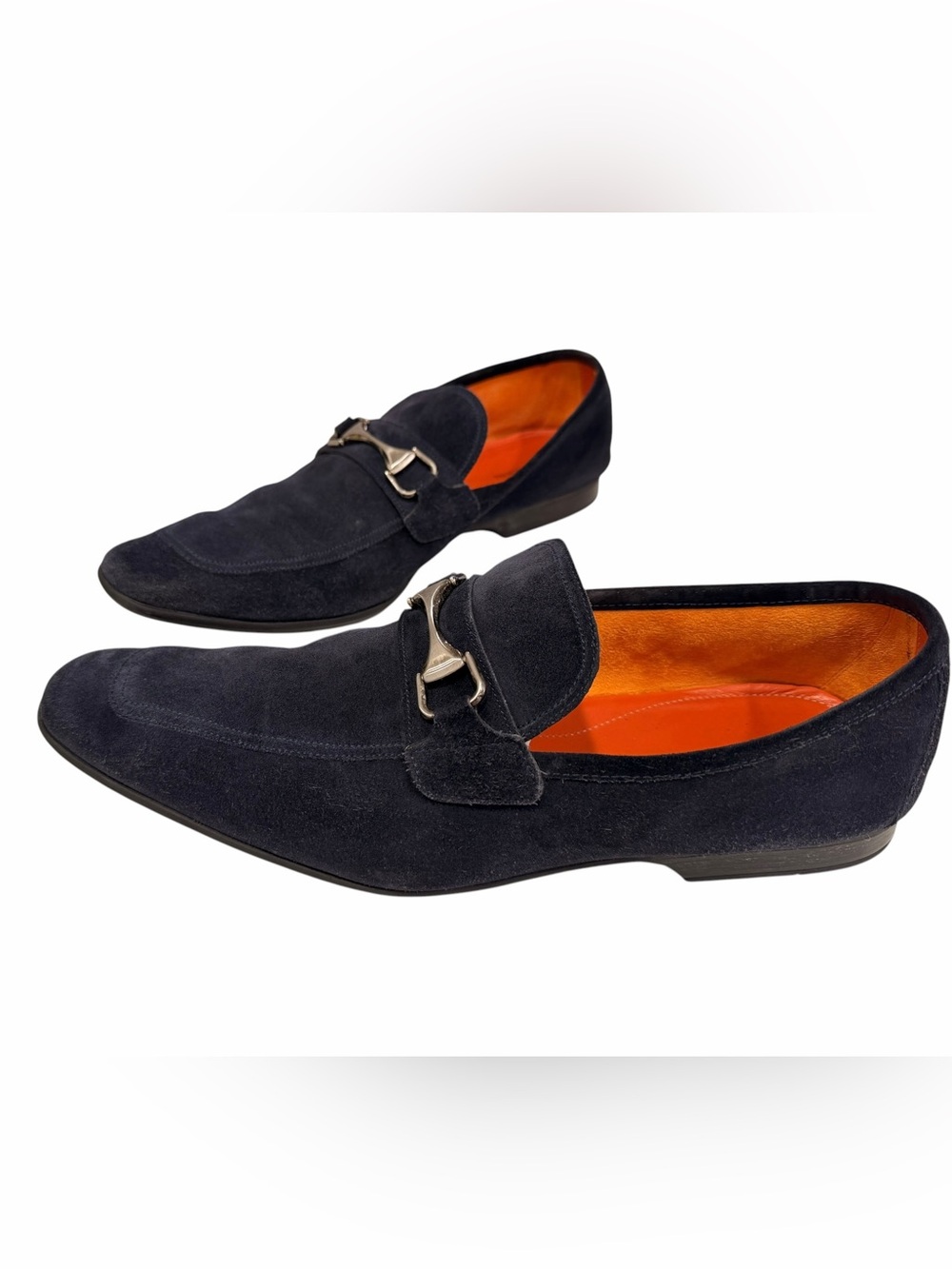 Magnanni Navy Blue Suede Bit Loafers Men's US 13 EU 46 Slip On Dress Shoes